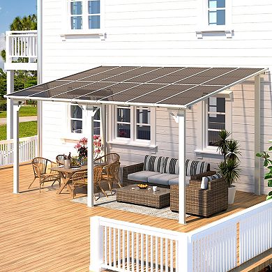 14 ft. x 10 ft. Aluminum Patio Cover Outdoor Pergola with Retractable Canopy and UV-Blocking Panels