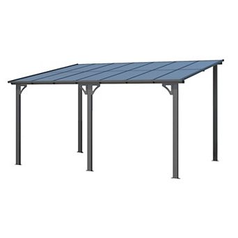 14 ft. x 10 ft. Aluminum Patio Cover Outdoor Pergola with Retractable Canopy and UV-Blocking Panels