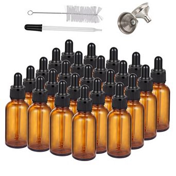24-Pack 1 oz Amber Glass Dropper Bottles