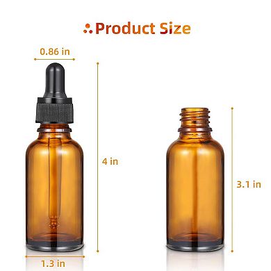 24-Pack 1 oz Amber Glass Dropper Bottles
