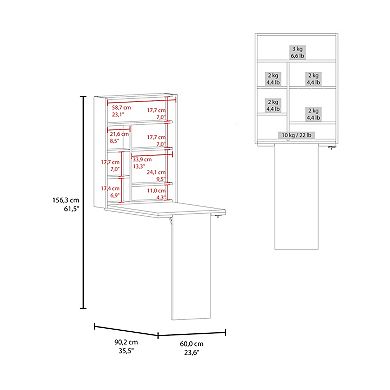 Toscana Wall Foldable Table with Multiple Shelves