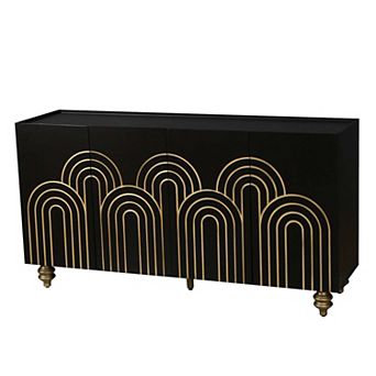 Modern 4-Door Cabinet with Fluted Design and Adjustable Storage