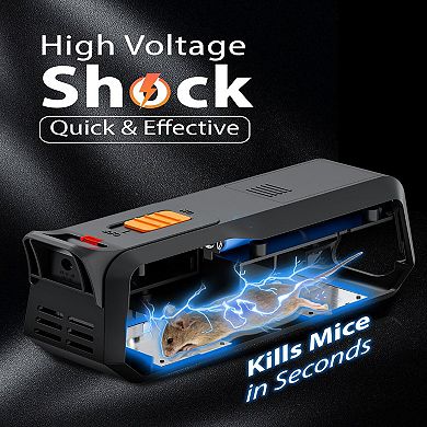2 Pack Black Electric Mouse Trap Zapper Reusable Mice Catcher for Kitchen Living Room Garage