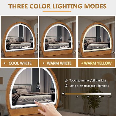 Clihome Makeup Vanity Table with Mirror Touch Screen Lighted Mirror, Dressing Table with Drawer