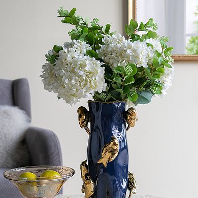 TOEMOA Tree Branch Vase with Gold Bird Accents Ceramic Home Decor