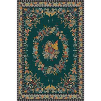 Butterfly Floral Area Rug, Large Ultra-Thin Non-Slip Washable Rug for Living Room & Bedroom