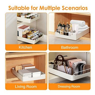 Pull-Out Cabinet Organizer Stick-On Slide Shelf