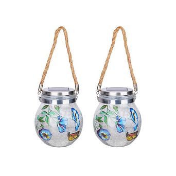 Butterfly Crackle Glass Garden Lights - 2 pieces