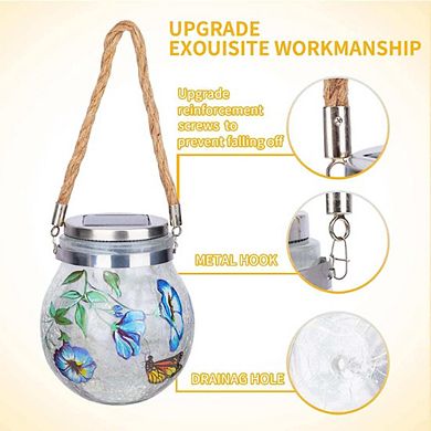 Butterfly Crackle Glass Garden Lights - 2 pieces