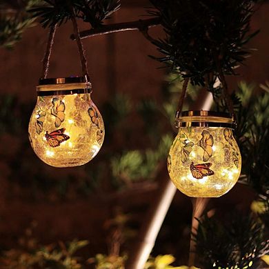 Butterfly Crackle Glass Garden Lights - 2 pieces