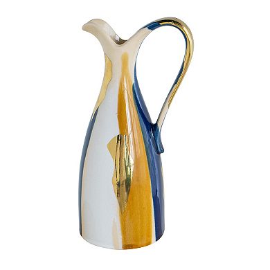 TOEMOA Ceramic Pitcher Vase with Abstract Multicolored Art Deco Finish