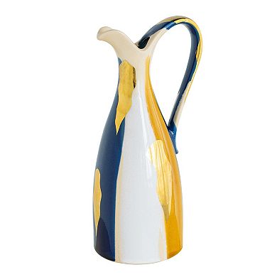 TOEMOA Ceramic Pitcher Vase with Abstract Multicolored Art Deco Finish