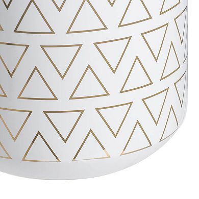 TOEMOA Contemporary Geometric Pattern Ceramic Vase with Gold Accent Trim
