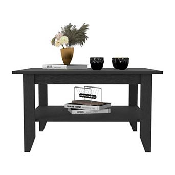 Sahara Coffee Table, Four Legs, One Shelf, Black