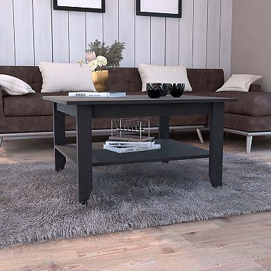 Sahara Coffee Table, Four Legs, One Shelf, Black