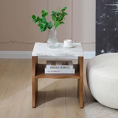 17.72 Inch Modern End Table with Storage Shelf