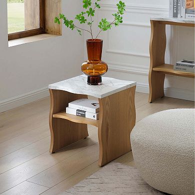 17.72 Inch Modern End Table with Storage Shelf