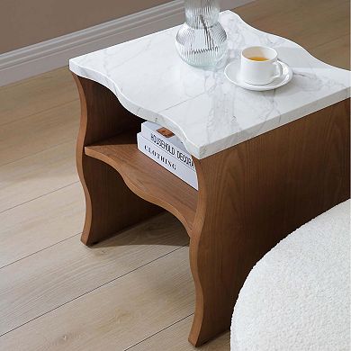 17.72 Inch Modern End Table with Storage Shelf