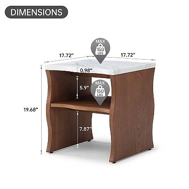17.72 Inch Modern End Table with Storage Shelf