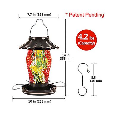 Solar Powered Illuminated Lantern Bird Feeder