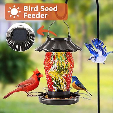 Solar Powered Illuminated Lantern Bird Feeder