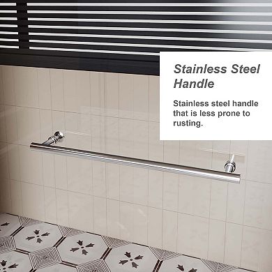 60" x 72" Walk-In Pivot Shower Door with 1/4" Tempered Glass