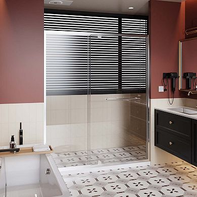 60" x 72" Walk-In Pivot Shower Door with 1/4" Tempered Glass