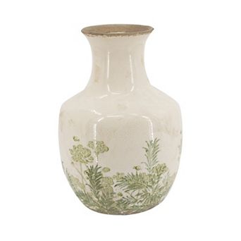 TOEMOA Floral Motif Ceramic Vase for Home Decor and Tabletop Display