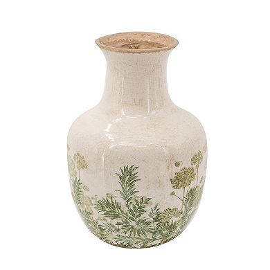 TOEMOA Floral Motif Ceramic Vase for Home Decor and Tabletop Display
