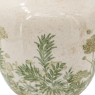TOEMOA Floral Motif Ceramic Vase for Home Decor and Tabletop Display