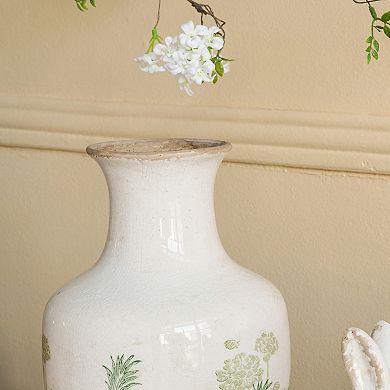 TOEMOA Floral Motif Ceramic Vase for Home Decor and Tabletop Display