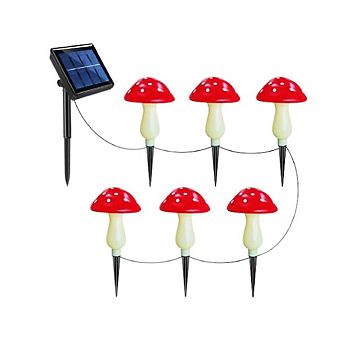 Red Solar Mushroom Garden Lights - 6 pieces