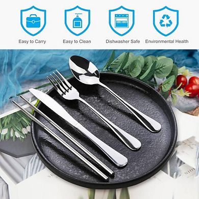 5-Piece Portable Silverware Set With Case