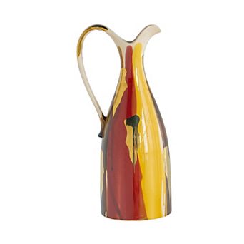 TOEMOA Abstract Multicolored Finish Ceramic Pitcher Vase Home Decor Accent