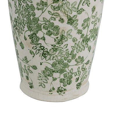 TOEMOA Ceramic Floral Pattern Vase Classic Silhouette Home Accent Decor