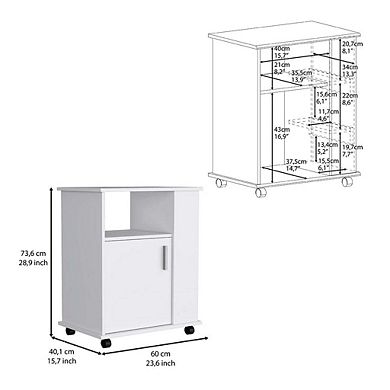 Munich Lower Microwave Pantry, Single Door Cabinet with Three Lateral and Two Interior Shelves