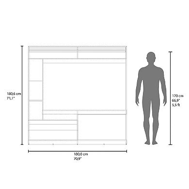Oberlin Entertainment Center, 2 Doors, 6 Shelves, 65" TV Capacity