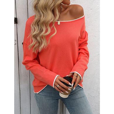 Womens Crew Neck Long Sleeve Sweater Casual Loose Pullover Tops Fall Clothes