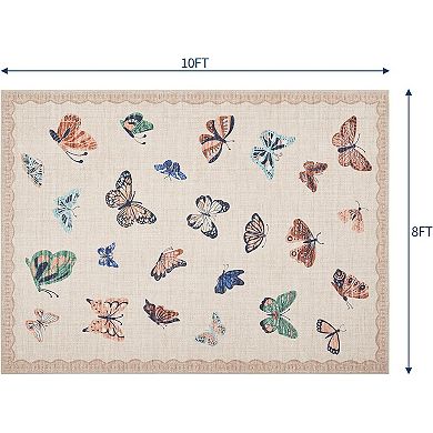 Area Rug, No Slip Washable Butterfly Pattern Rug for Living Room Bedroom Dining Room
