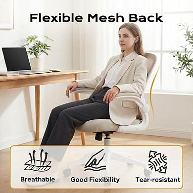 Ergonomic Mesh Office Chair, Adjustable Lumbar Support & Flip-Up Arms for Home Office Study Room