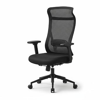 Ergonomic Mesh Office Chair, Adjustable Lumbar Support & Flip-Up Arms for Home Office Study Room