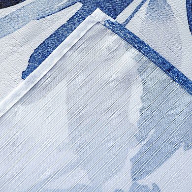 Dainty Home Blue Florals Printed Fabric 3D Designed Textured Fabric Shower Curtain 70" x 72"