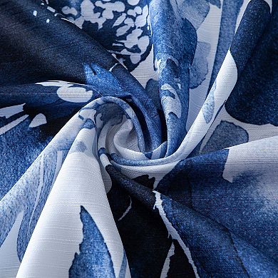 Dainty Home Blue Florals Printed Fabric 3D Designed Textured Fabric Shower Curtain 70" x 72"