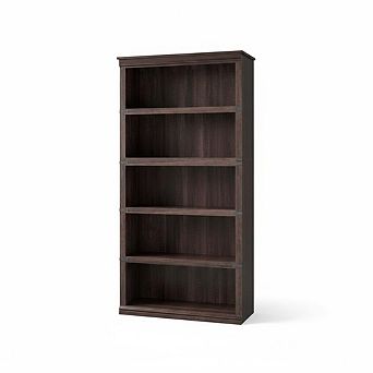 5 tier farmhouse bookcase with storage, wooden，home office, living room, bedroom