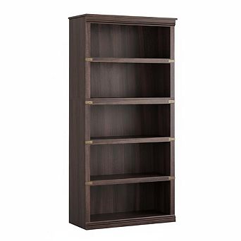 5 tier farmhouse bookcase with storage, wooden，home office, living room, bedroom