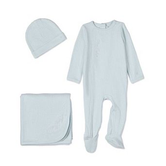 3 pc Baby "Mon Etoile" Cotton Rich Pointelle Footie Set
