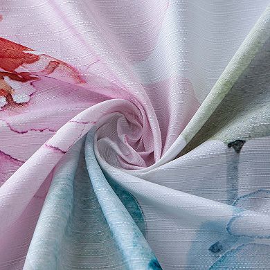 Dainty Home Spring Bloom 3D Textured Fabric Shower Curtain with 12 Metal Rollerball Hooks, 70" x 72"