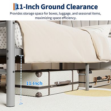 Heart Shaped Bed Frame with Headboard & Footboard, Platform Bed Frame 11.5'' Underbed Storage Space