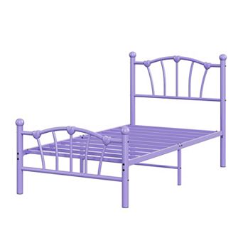 Heart Shaped Bed Frame with Headboard & Footboard, Platform Bed Frame 11.5'' Underbed Storage Space