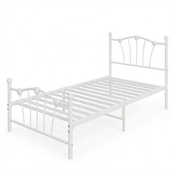Heart Shaped Bed Frame with Headboard & Footboard, Platform Bed Frame 11.5'' Underbed Storage Space